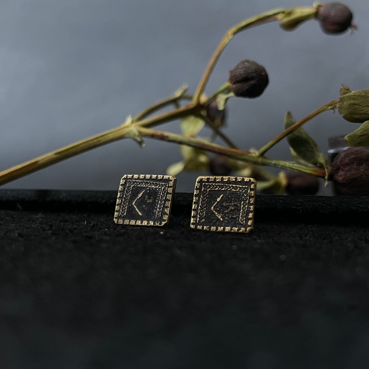 Earrings "Baltic Zodiac Squares"