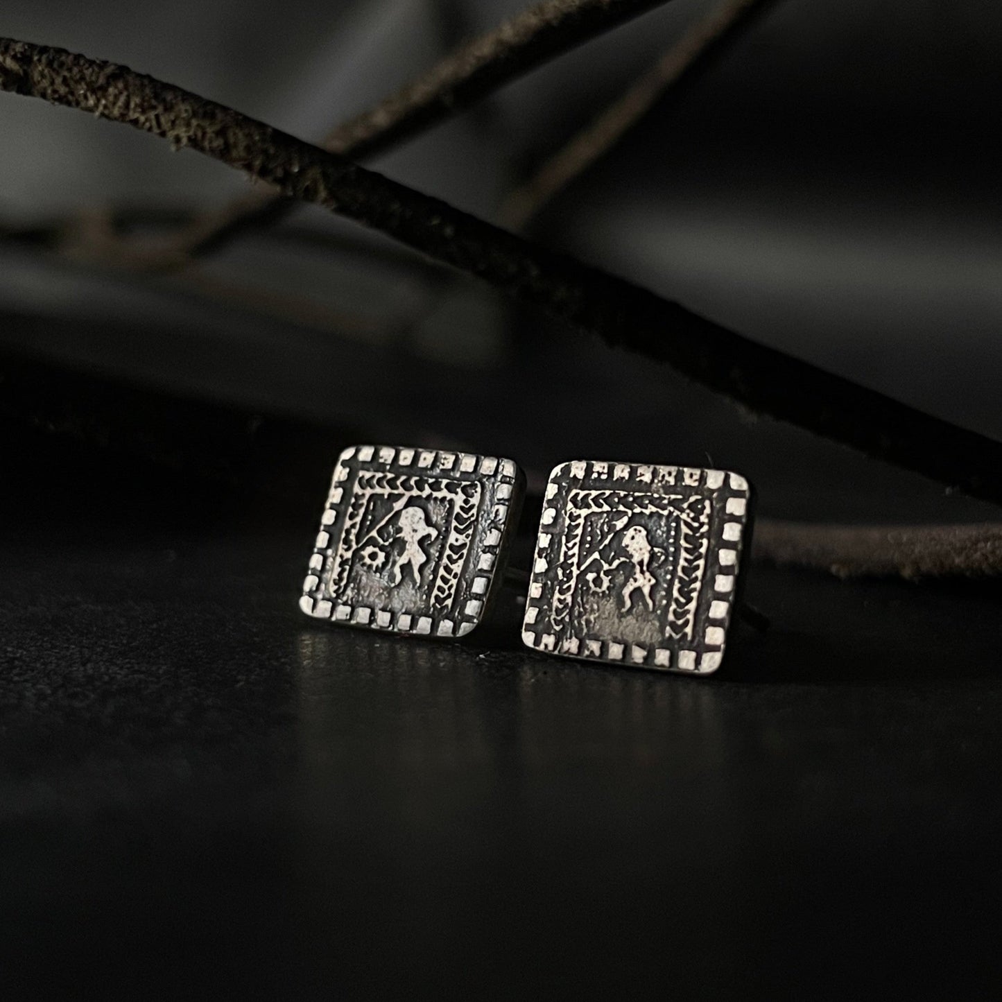 Earrings "Baltic Zodiac Squares"